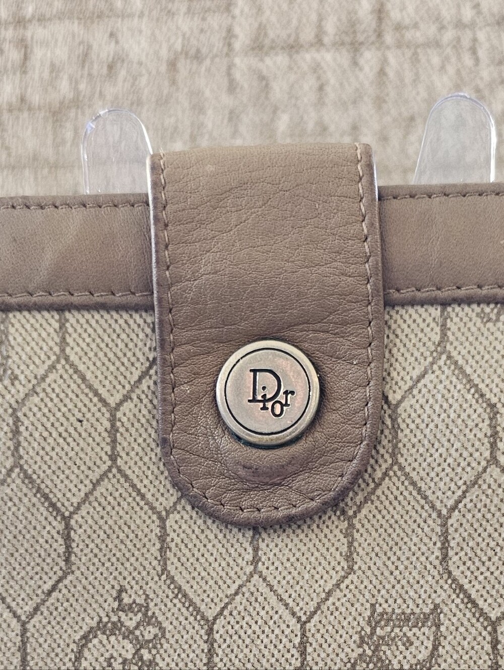 Vintage Dior Tan Canvas Wallet with Brown Leather Trim w COA - Picture 2 of 16